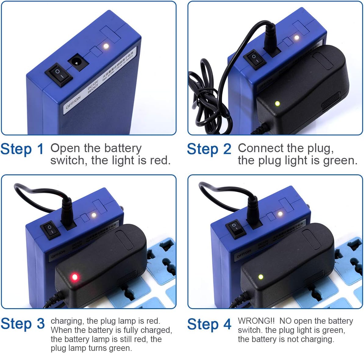 DC 12V 2A (24W) 6800mAh Super Rechargeable Protable Li-ion Lithium Battery DC12680(new blue)