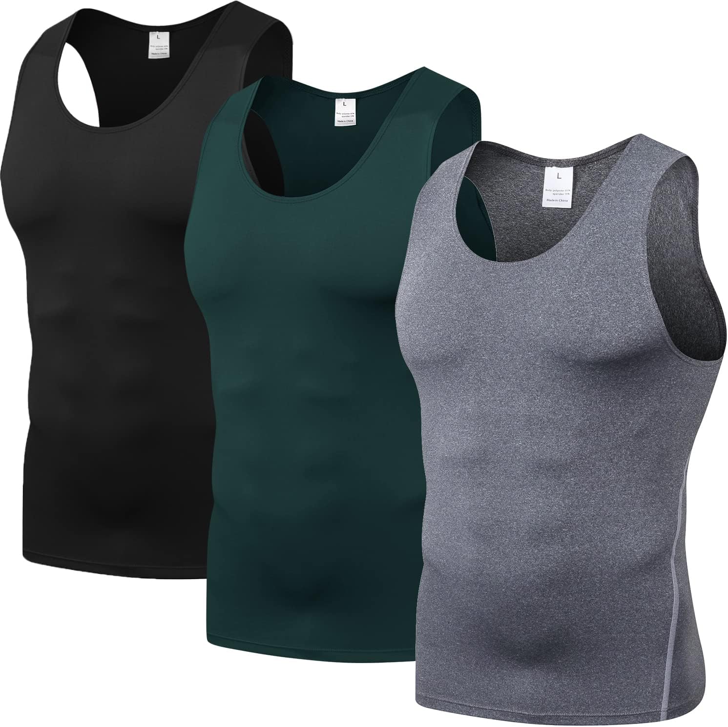SPVISE 1 or 3 Pack Men's Compression Shirts Sleeveless Tank Top Dry Fit Athletic Workout Sports Running Base Layer Undershirt