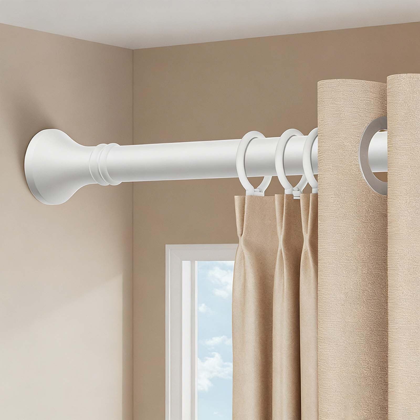 Asta per Tenda da Doccia Estensibile 40-500 cm Asta telescopica Senza Forare in Acciaio Inox, Bastone Tenda a Pressione, Antiruggine e Antiscivolo, per Bagno soggiorno(Bianco,4.1-5.0m)