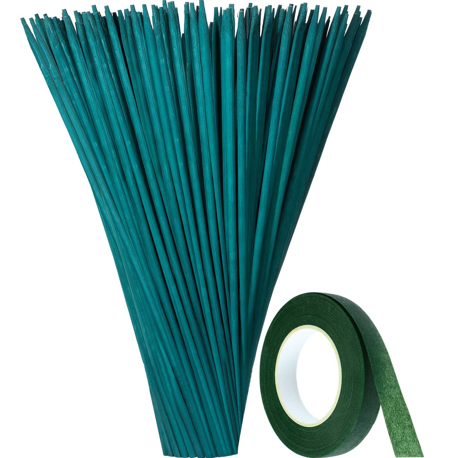 Piquets en bois pour plantes de 35 cm et ruban de masquage vert
