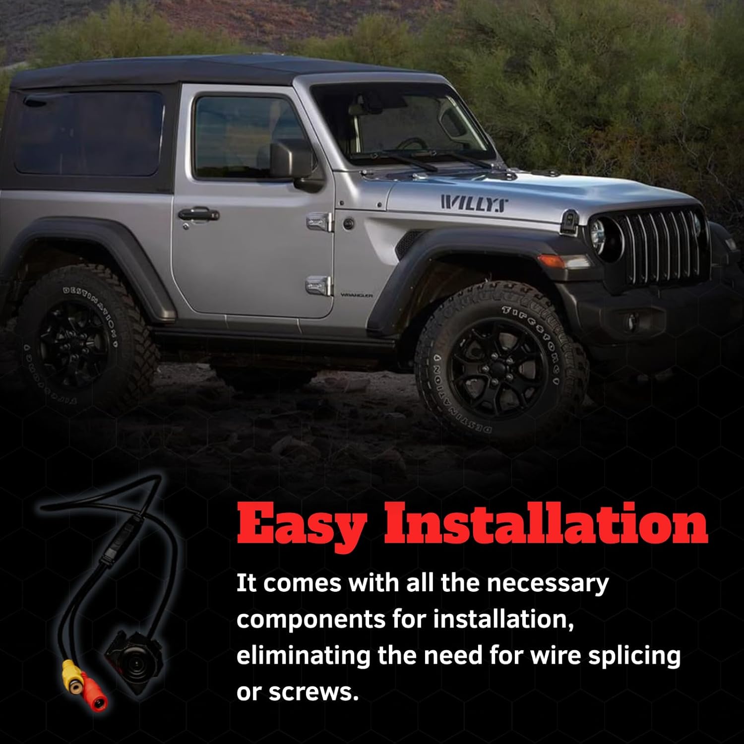Z Automotive JL Front Camera Kit fits 2018-2023 Wrangler JL | Grille-Mounted | Standard Definition Cam | Easy Installation | Perfect for Trails and Parking | Works on 8.4 Uconnect Only