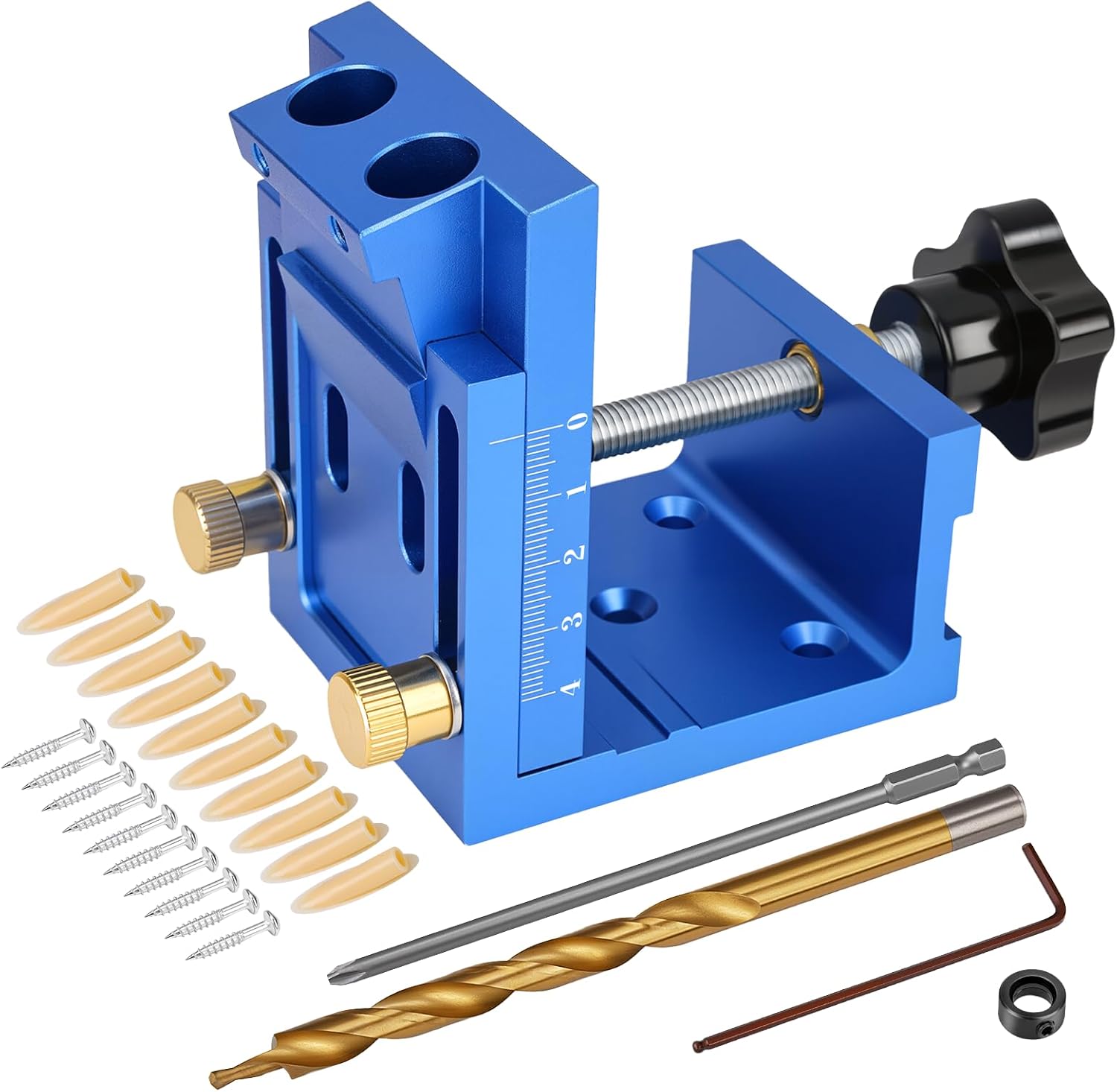 Pocket Hole Jig Kit – Adjustable Angle Drill Guide Tools for Doweling Maker, Woodworking Carpentry Adapter, Wood Dowel Jig w/Screws & Stop Collars Pocket Hole Jig Kit – Adjustable Angle Drill Guide Tools for Doweling Maker, Woodworking Carpentry Adapter, Wood Dowel Jig w/Screws & Stop Collars