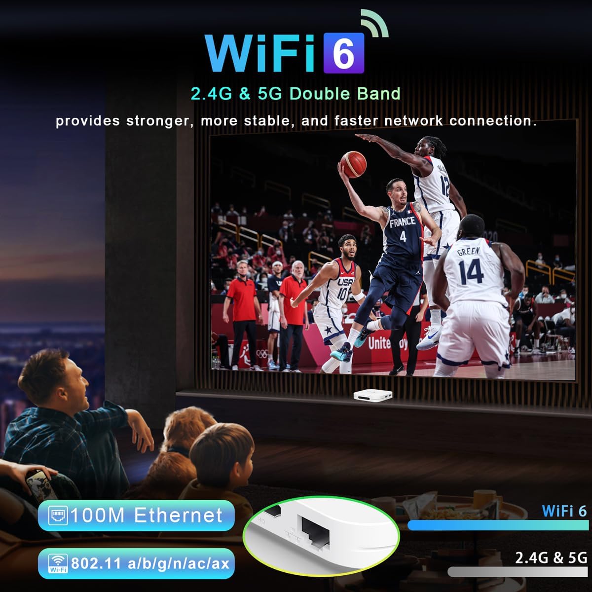 Android 14.0 TV Box 2026 LEFFOT M1 Plus 4K UHD Streaming Device for TV with HDR10, 4GB RAM 32GB ROM, Smart TV Box with 2.4G/5G Dual-Band WiFi 6, BT 5.4, Voice Control, RK3528 Quad Core A53