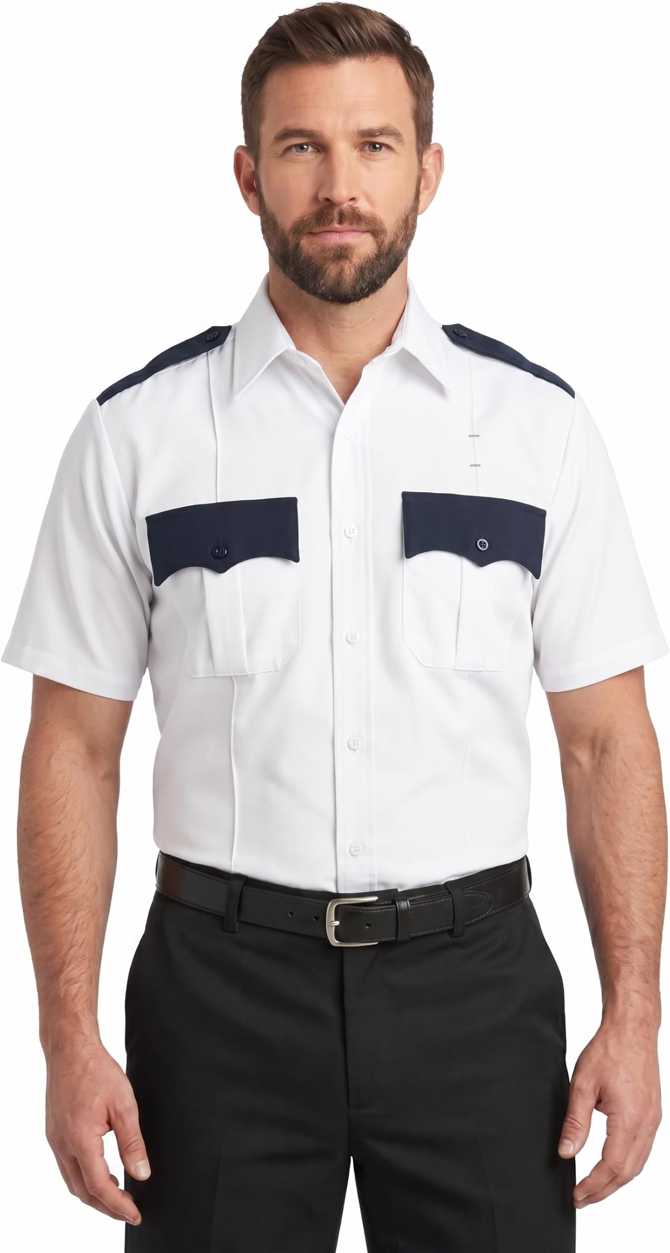 Men's Two Tone Men's Uniform Shirt Pleated