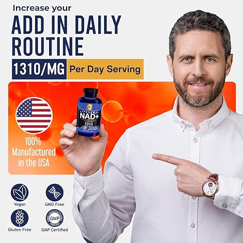 Miniatura 6 de Liposomal NAD+ 1310 mg, equivalente a ribósido de nicotinamida con trans-resveratrol 300 mg, suplemento halal NAD premium para metabolismo