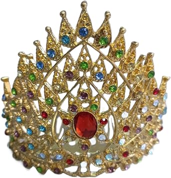 Thai Dance Headpiece Thai Crown Dance Headdress Gold Hair Accessories Traditional Indian Crown Hair Jewelry Dancer Headdress