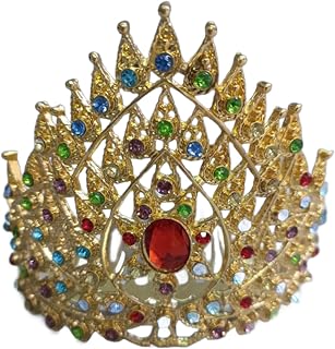 WBANGIAO Thai Crown Dance Headdress Indian Crown Thai Hair JewelryThai Dancer Headdress Gold Thai Hair Accessories Traditional, Approx.10cm/3.94in
