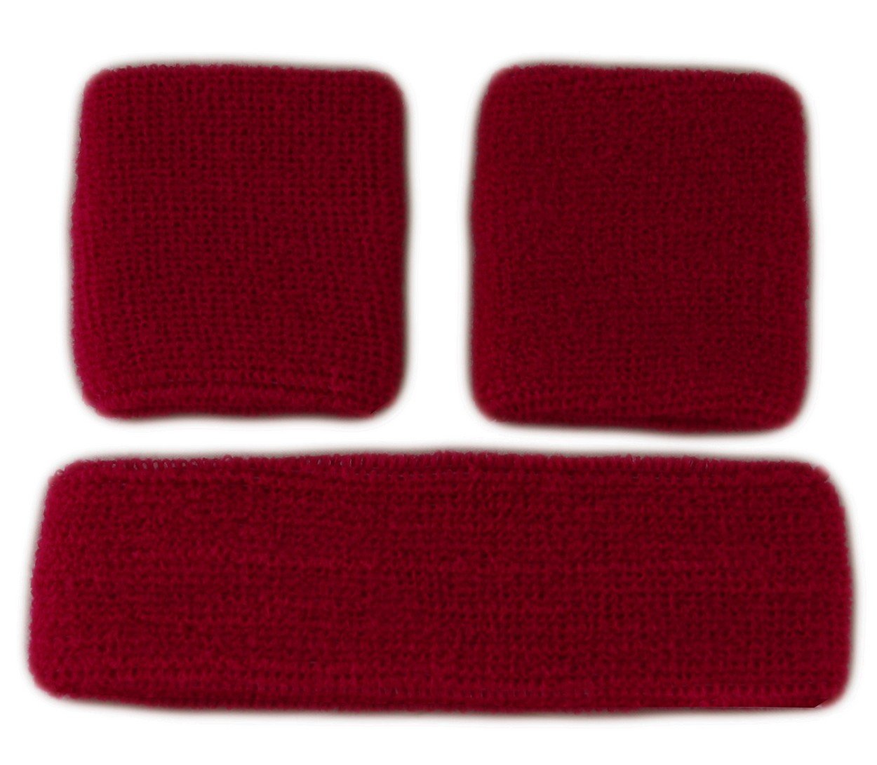 Itzu Men's Burgundy Sweatbands Sweat Band Set Terry Cloth Gym - 1 X Headband - 2 X Wristbands In Many Colours! (Burgundy)