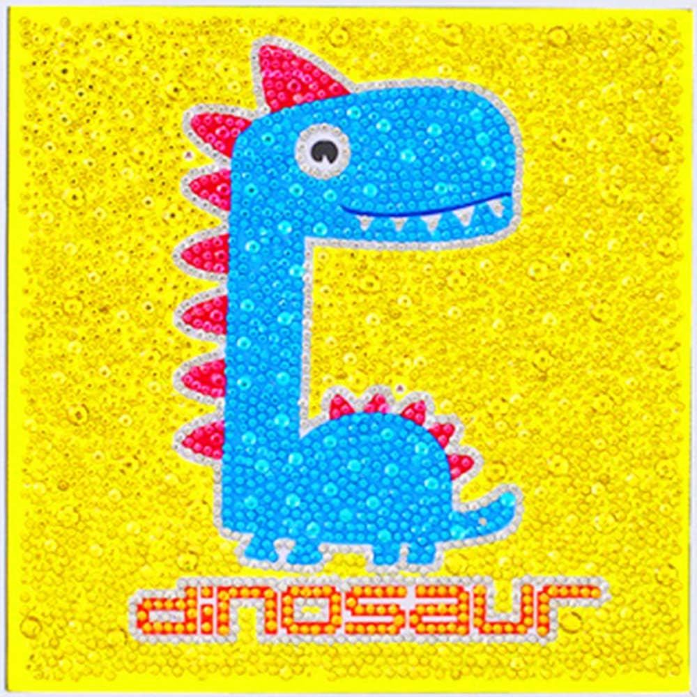 DIY 5D Diamond Painting Full Kits with Frame,DBG Cute Dinosaur Crystal Rhinestone Embroidery Pictures Arts Craft Gift,20 * 20CM (Kids Gift-Dinosaur)