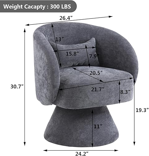 Miniatura 9 de Silla giratoria de barril, moderno sofá giratorio de acento, cómodo sofá de 360 grados para ocio, para el hogar, sala de estar, dormitorio, oficina