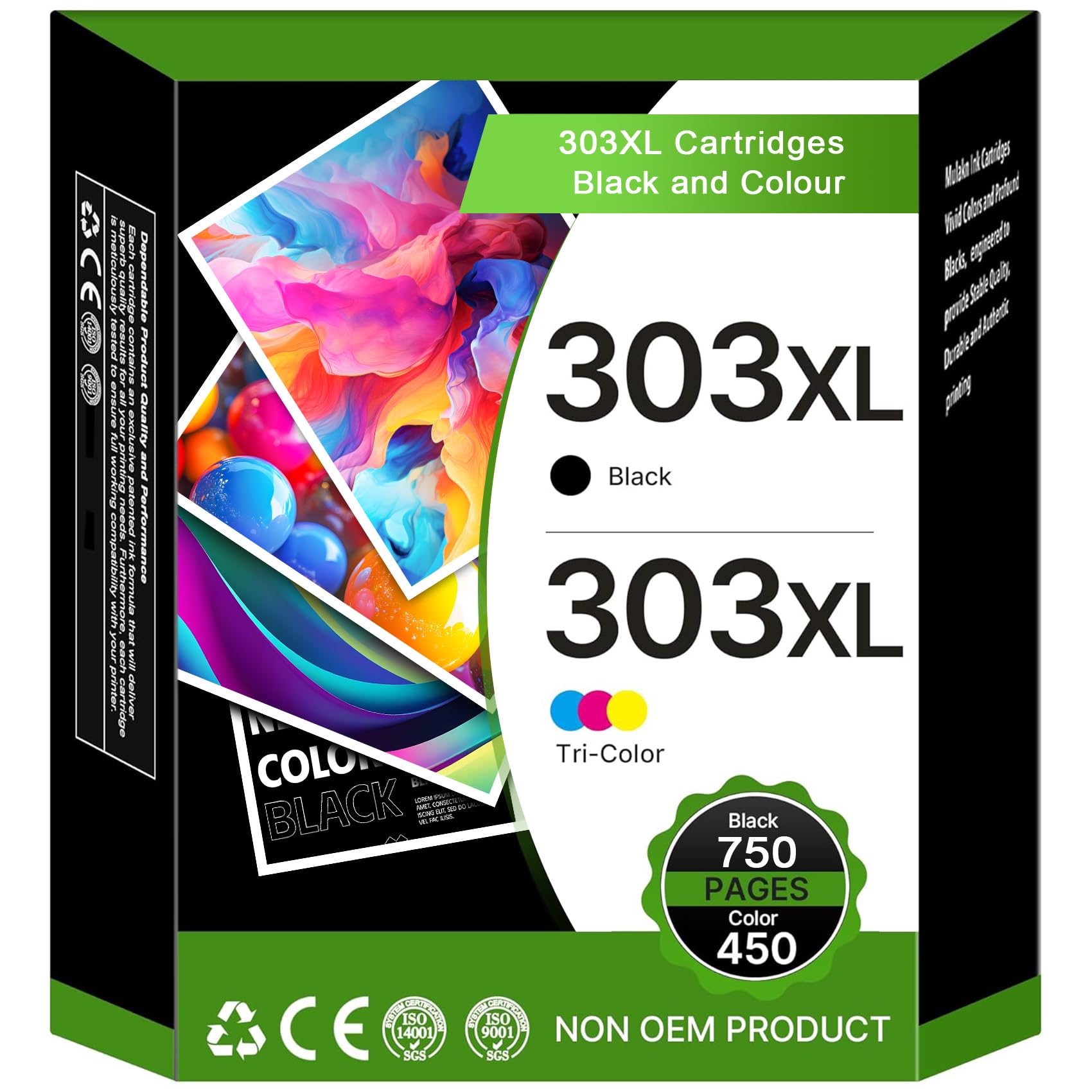 ColoWorld 303XL Cartuchos de Impresora, para HP 303 Cartuchos Multipack, Compatible con HP Envy Inspire 7200e 7220e 7900e 7920e,para Envy Photo 6200 Tango X Smart All-in-One Printer(2-Pack)