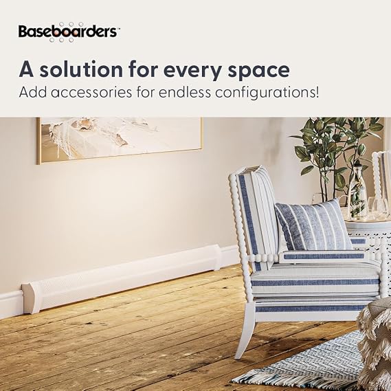 Baseboarders Elliptus Series 2 ft (24 in) Galvanized Steel Slip-On Baseboard Heater Cover, Rust Resistant, White, for Hydronic Hot-Water Systems