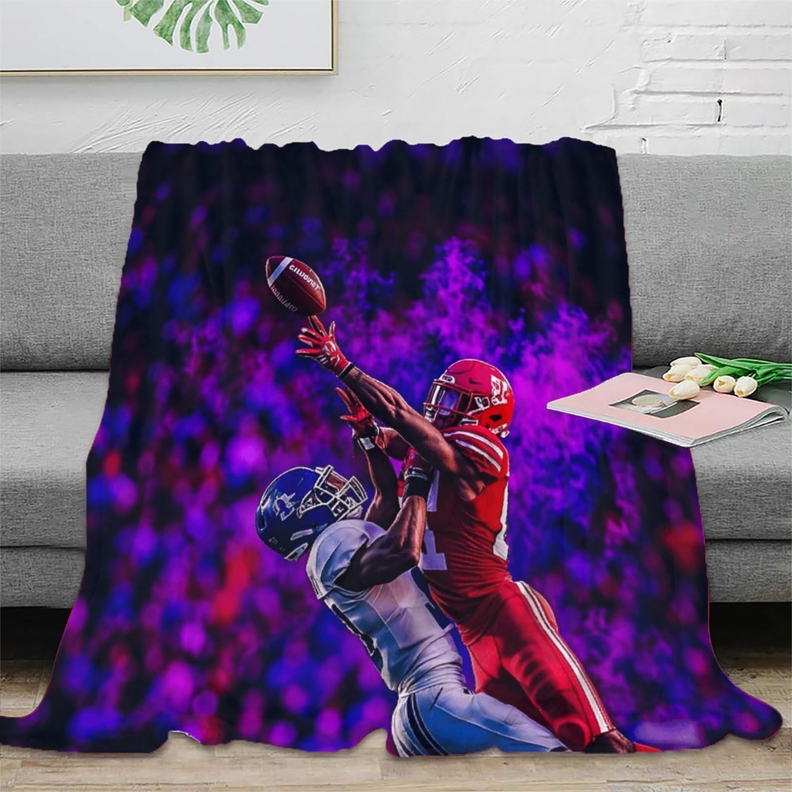 Koc polarowy do futbolu amerykańskiego, 70 x 80 cali (180 x 200 cm), Thenfl Football Flanelowy koc polarowy, polarowy, łóżko dla 1/2 osób - sofa