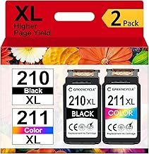 210XL 211XL Combo Pack Ink Cartridges Replacement for Canon 211XL Color 210XL Black Ink Cartridge Work for PIXMA MX410 IP2700 IP2702 MP230 MP240 MP250 MP495 MX340 Printer(1 Black,1 Color)
