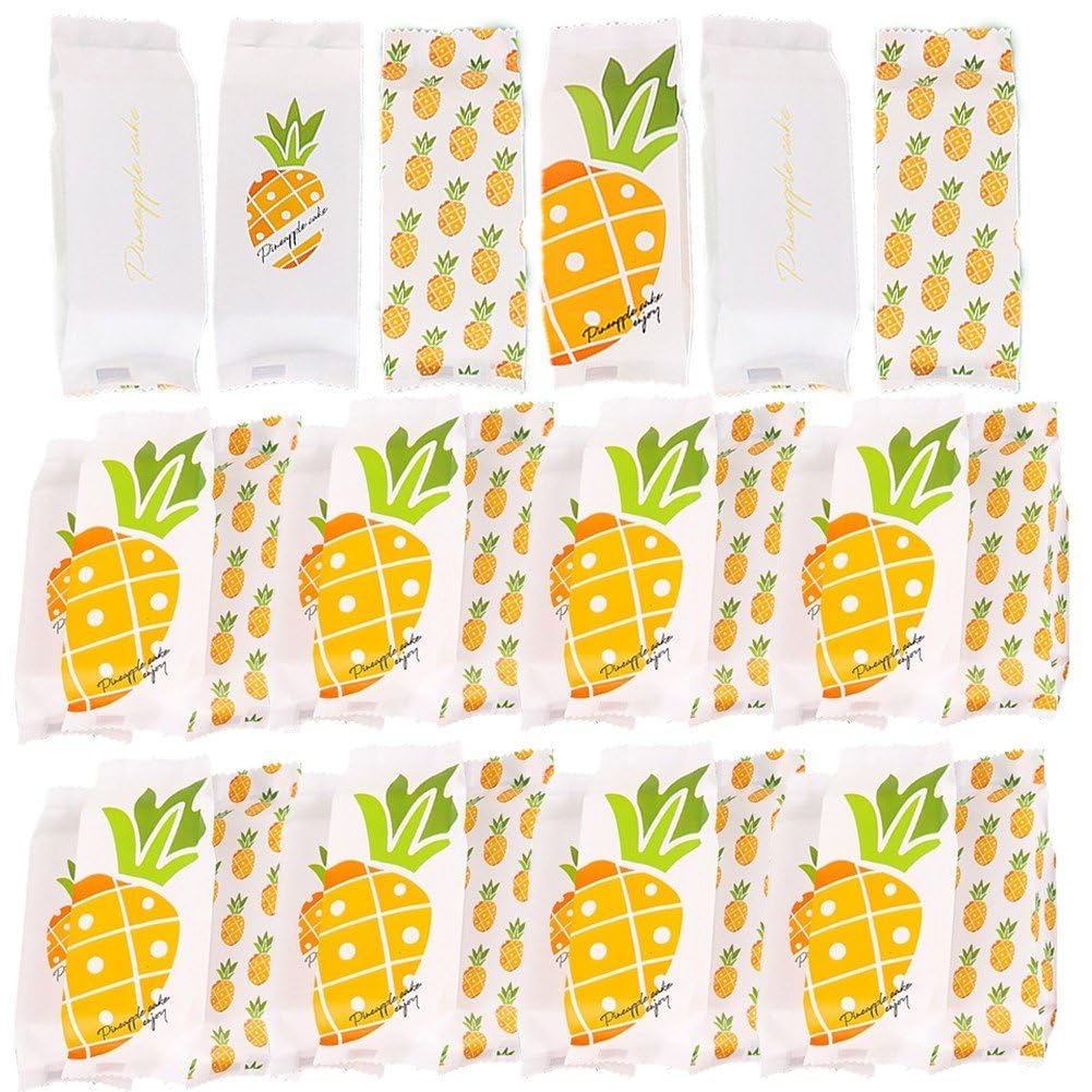 Lpitoy 100Pcs Pineapple Cake Plastic Bags Chocolate Dessert Nougat Candy Cookies For Birthday Wedding Party Packing