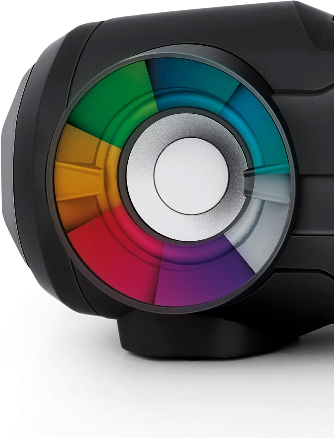 Close-up of SENCOR SPT 5800 speaker showing multi-color LED light effect