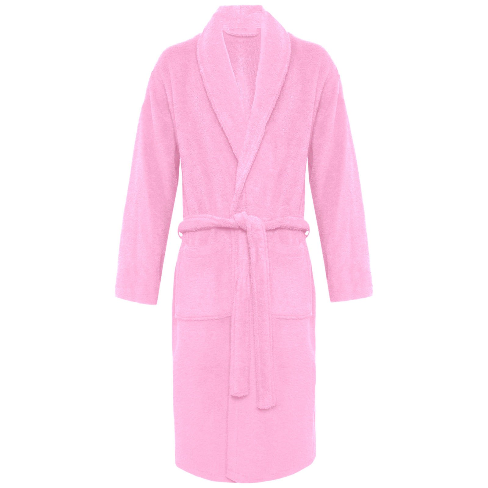 Myshoestore Pink / Shawl Neck Egyptian Cotton Terry Towelling Bathrobe With Shawl Collar, Pink, One Size