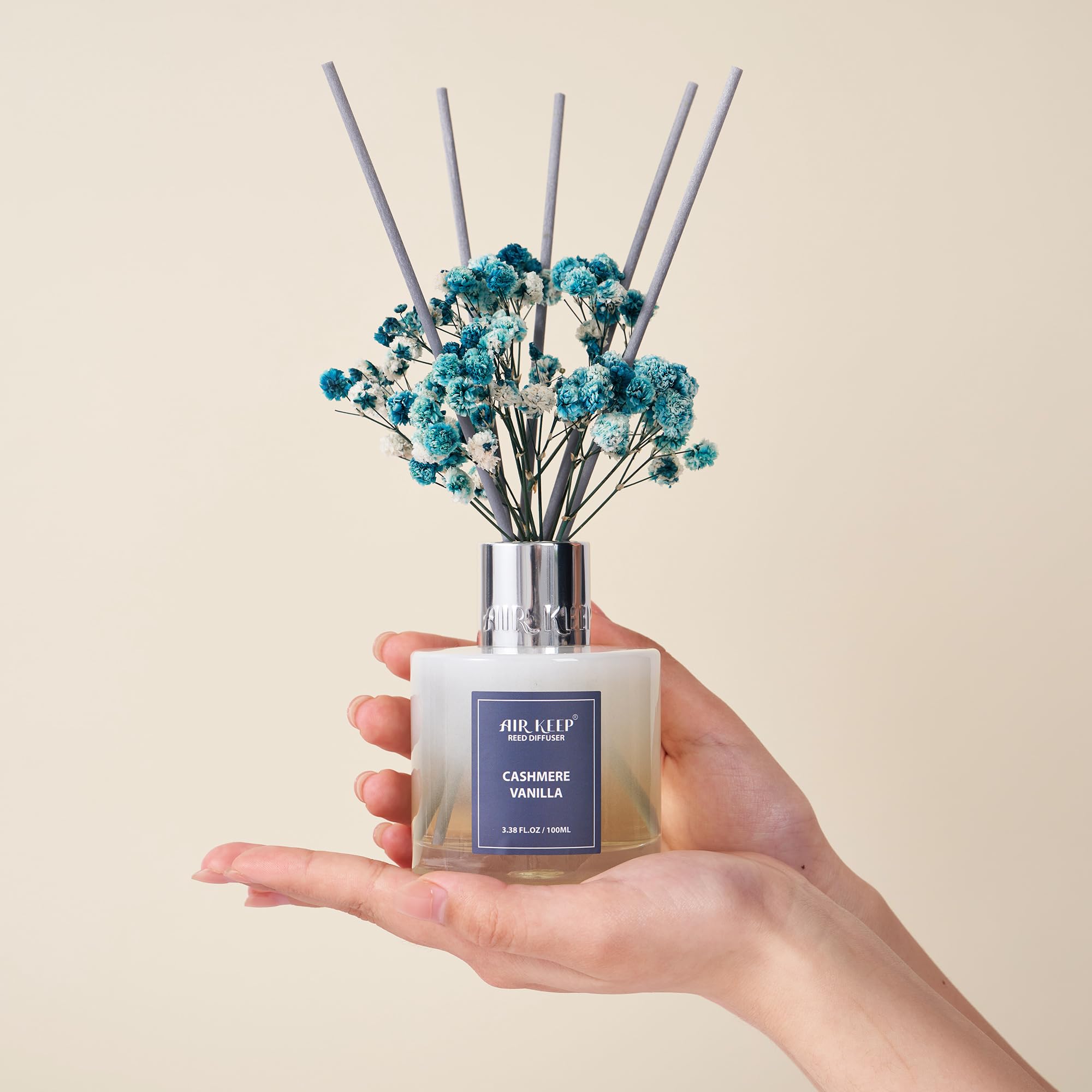 Airkeep Difusor de Aromas Vainilla de Cachemira, Ambientador Hogarcon 8 Varillas Ambientador, Difusor de Fragancia