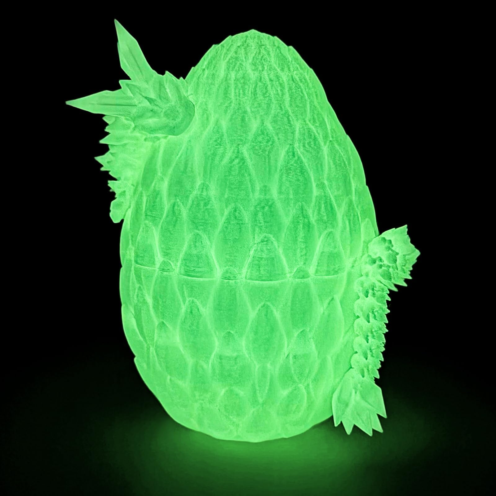 3D Dragon Egg - Glow in The Dark - Surprise Egg with Flexible Crystal Dragon Inside, 3D Printed Gift, Articulated Animal Figurine, Desk Pet Decor