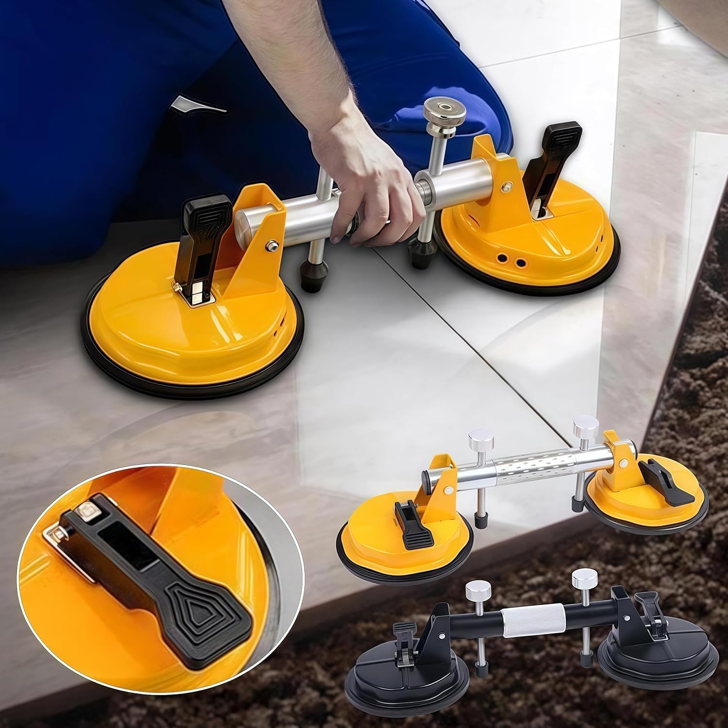 Abrazaderas de alineación de encimera, herramienta de succión para pisos, herramienta de reparación de huecos de piso laminado, ajustador de costuras de granito ajustable con ventosas de vacío, para