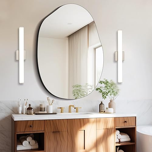 Miniatura 5 de Lámpara de tocador de baño cuadrada de níquel cepillado LED de 24 pulgadas, 14 W, 4000 K, luz blanca natural para pared, accesorios de iluminación