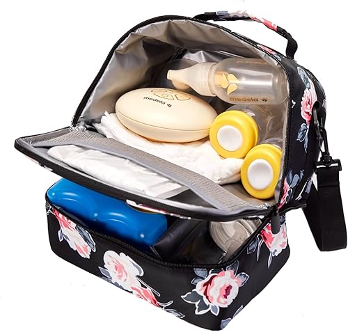 Miniatura 5 de Bolsa de extractor de leche con compartimento enfriador para extractor de leche, bolsa térmica y a prueba de humedad, doble capa para extractor de