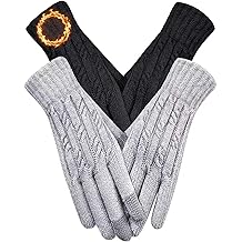 زوجان من القفازات الشتوية للنساء للطقس البارد، قفازات حرارية محبوكة دافئة بشاشة تعمل باللمس مع الصوف لهدايا عيد الميلاد