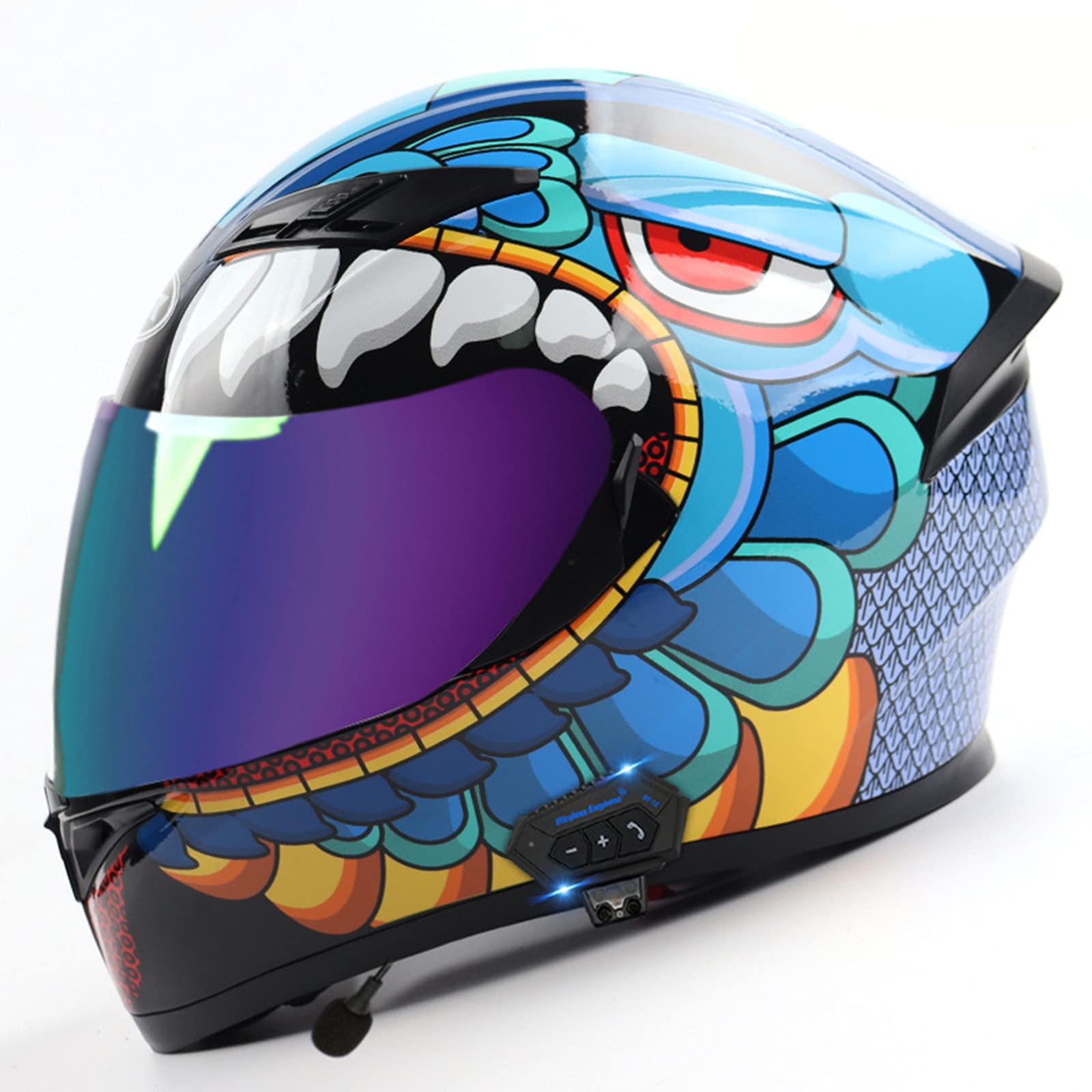 GAOZ Flip-Up Bluetooth Modulable Casque Moto,IntéGré Casque Avec Double Visière Casque Moto Intégral Casque Scooter Moto Anti-BuéE Double Miroir Homme Femme Anti-Collision Casque ECE Homologué