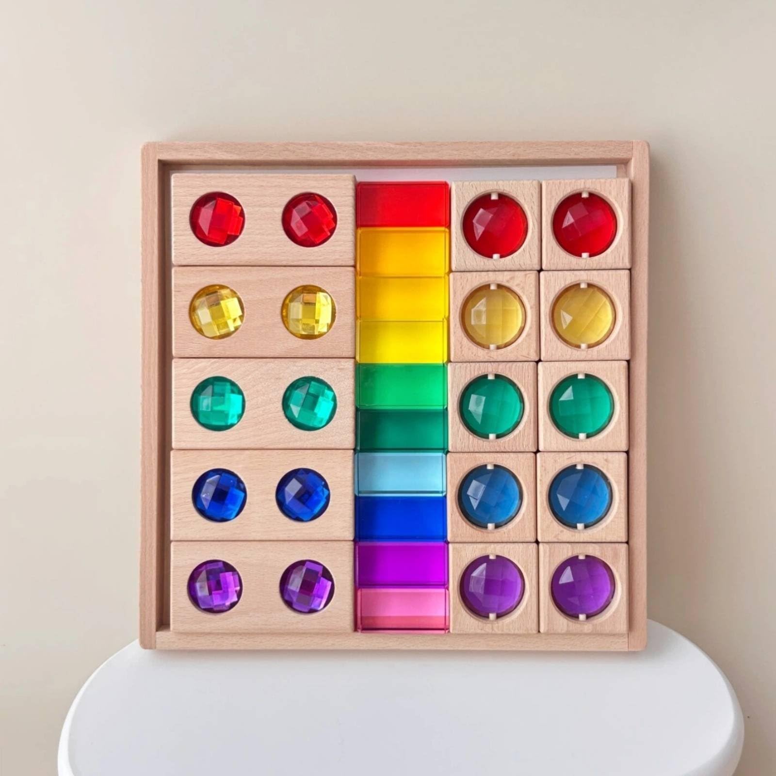 LOVIVER Kinder Sinnesbausteine Lernspielzeug Holz Acryl Bausteine Steckspiel Formensortierer Lernwürfel mit Glatter Oberfläche für Vorschule Unterricht Zuhause