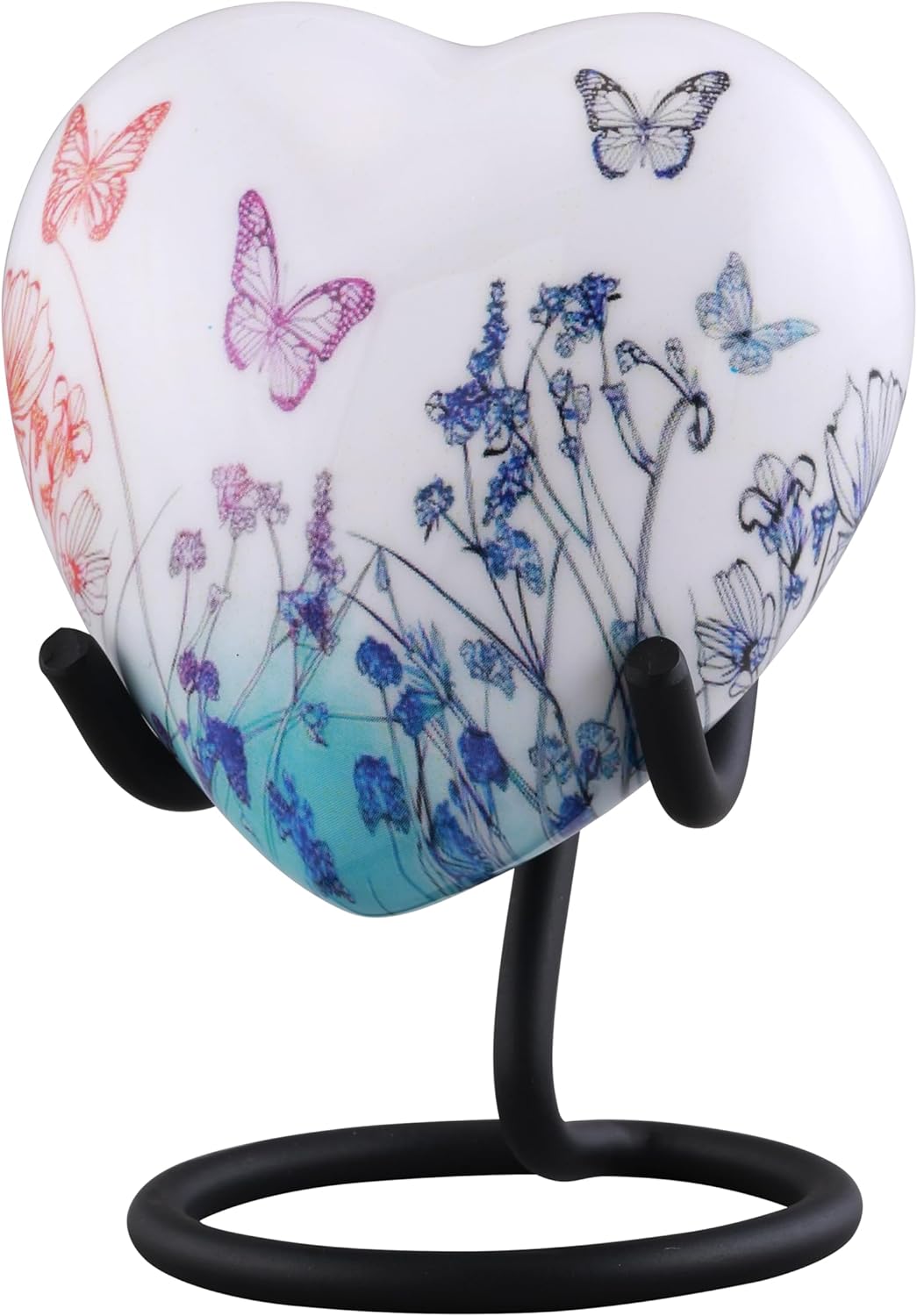 Butterfly Meadow Cremation Urn for Human Ashes – Elegant White Adult Urn with Colorful Butterflies & Wildflowers – Memorial & Funeral Urn for Men & Women Up to 200 Lbs (Large)
