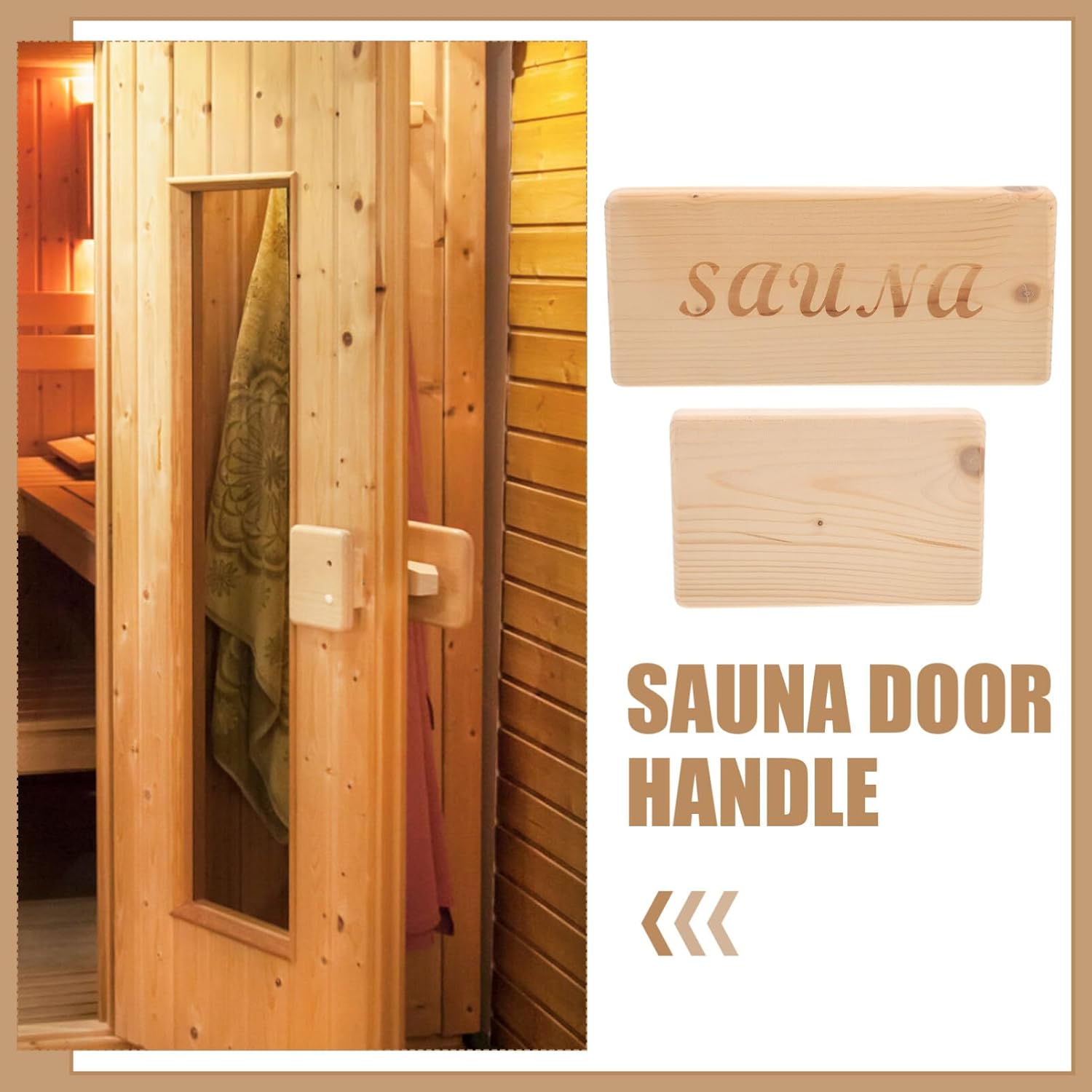 VANZACK Sauna Box Door Handle Replacement Wood Handle Steam Room Door Handle Easy Install Rustic Style Handle