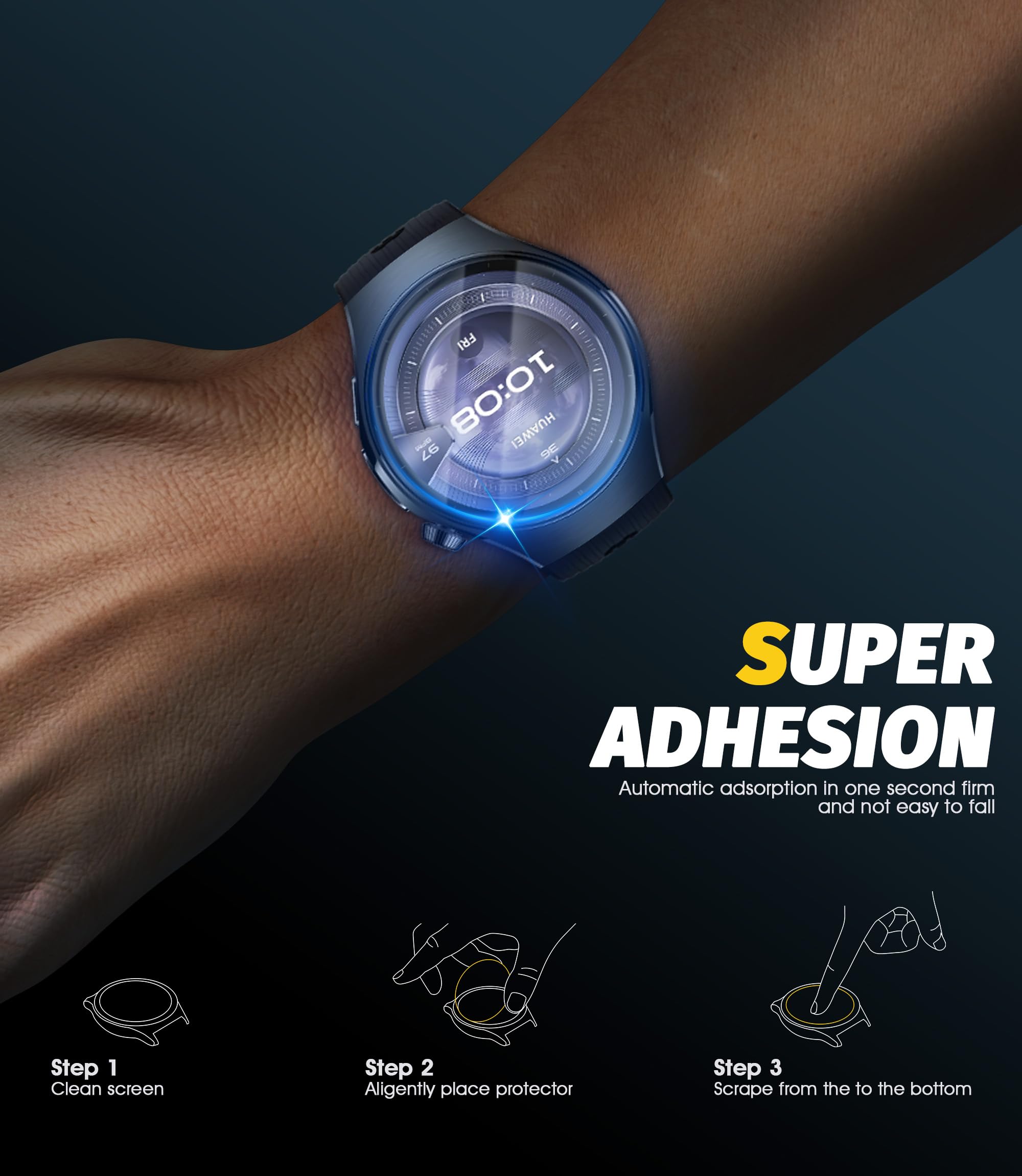 NEWZEROL 4 sztuki folii ochronnej na wyświetlacz, kompatybilna z Huawei Watch 5 46 mm | Pełne pokrycie, PMMA i PC (bez szkła hartowanego), ultracienkie, odporne na zarysowania, wysoka rozdzielczość