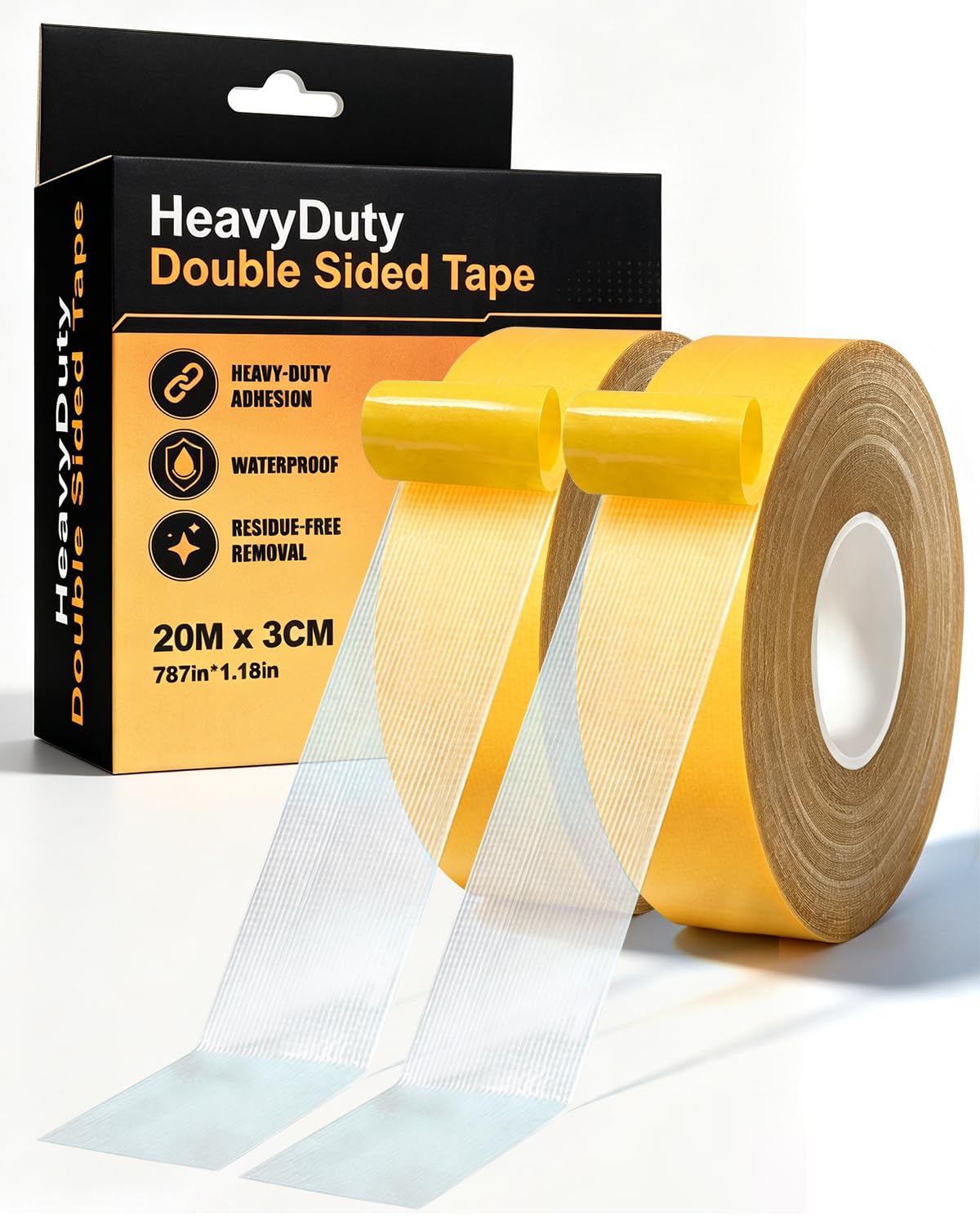 LXLIANGP Double Sided Cloth Tape, Twin Pack, Waterproof, No Residue