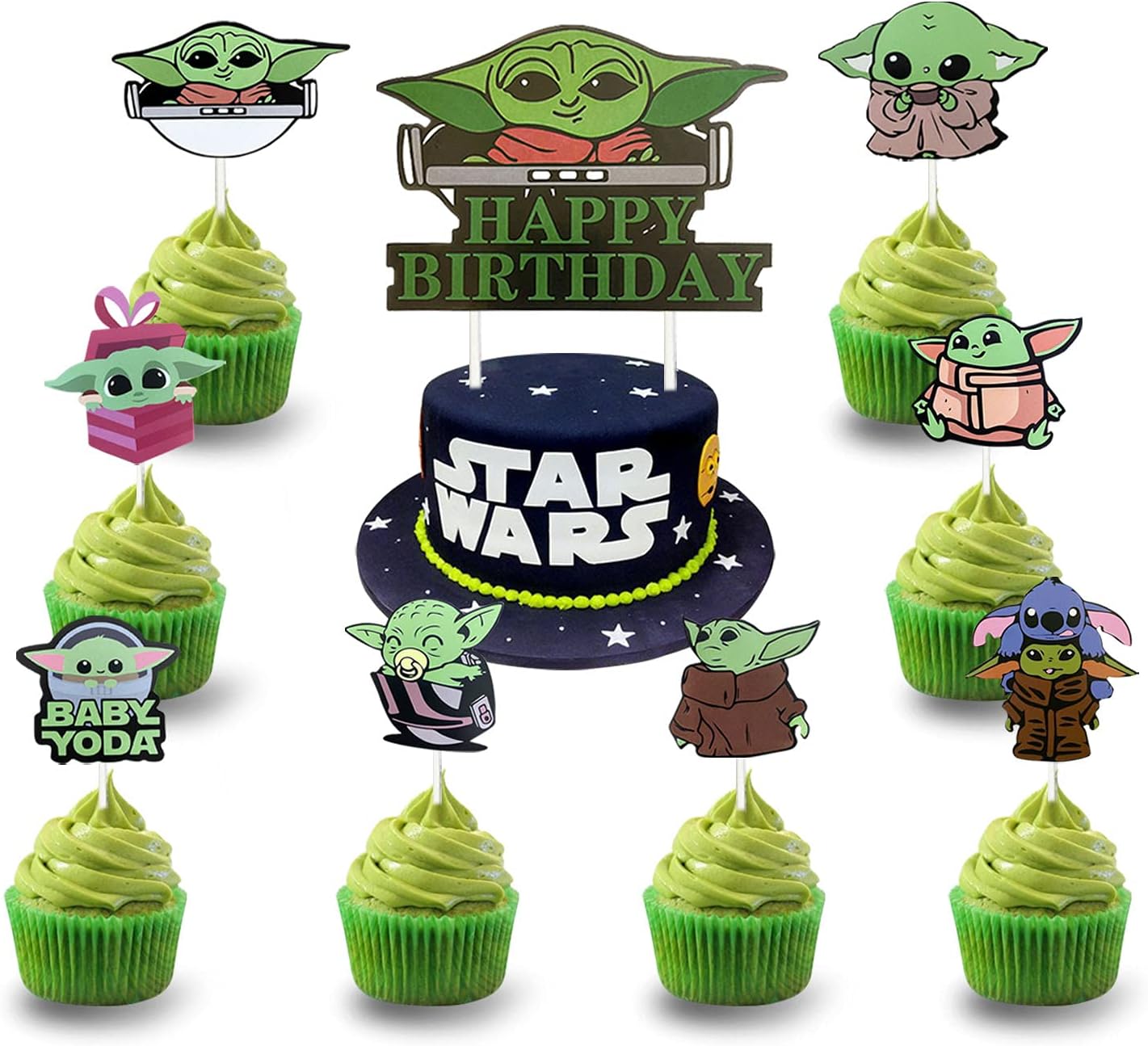 Buy Urzeroo 9 Pcs Baby Yoda Happy Birthday Cake Cupcake Topper For Star Wars Cartoon Themed Party Cake Decorations Teenager Baby Shower Boy S Birthday Party Supplies Online In Hungary B093lr59rf