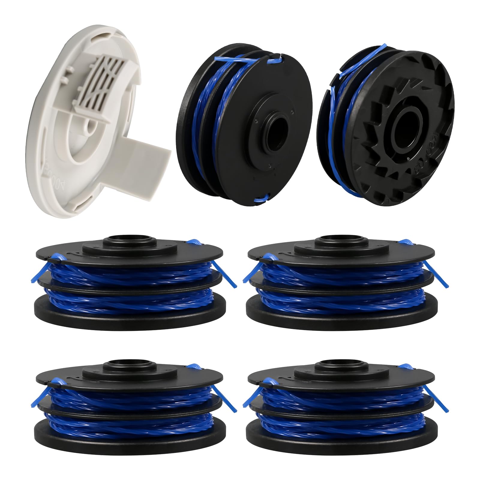 Trimmer Replacement Spool RAC123, Compatible with Ryobi RLT5027, RLT4027, RLT4125, RLT6030, RLT5127, RLT6130-5132002670, 0.06"/1.5mm Trimmer Replacement Spool with RAC122 Cover (6Spools+1Cover)
