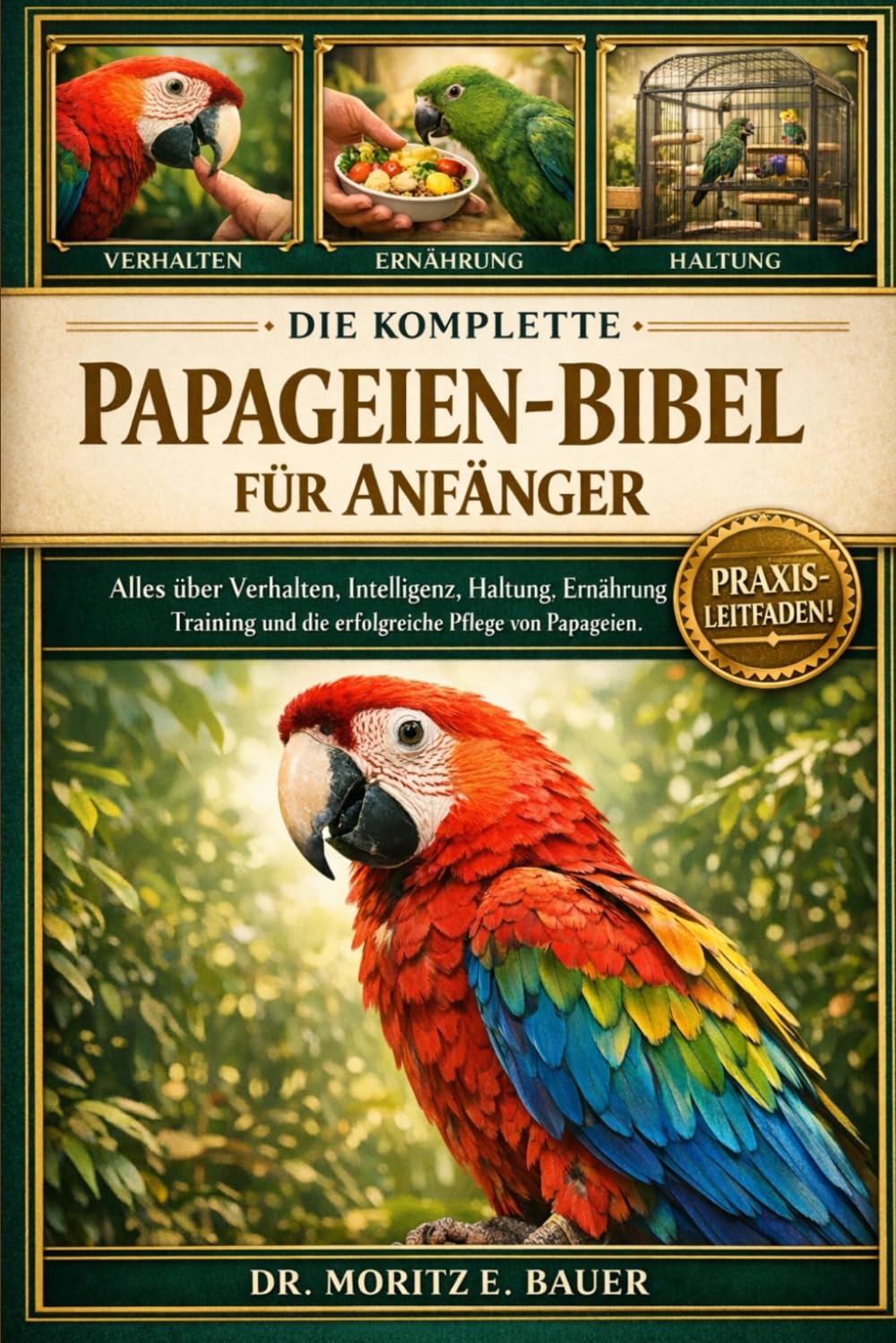 DIE KOMPLETTE PAPAGEIEN-BIBEL FÜR ANFÄNGER: Alles, was Sie über Papageien wissen müssen : Verhalten und Intelligenz, Artenübersicht, Käfig- und ... sowie einfache tägliche Pflegeroutinen