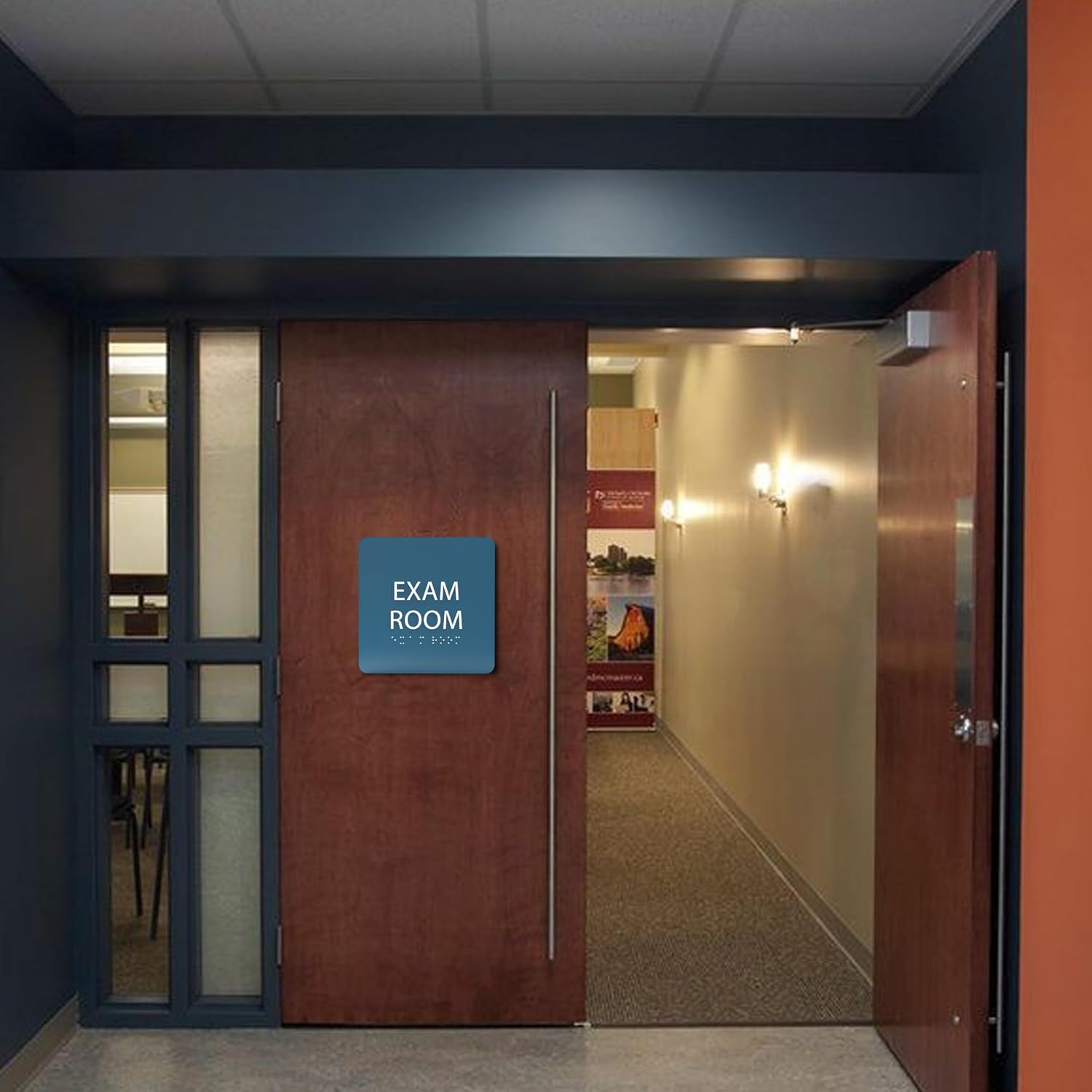 6" X6" Exam Room Sign - ADA Compliant Tactile Graphics Grade 2 Braille Text Acrylic Wall Signs - Educational Institution Directional Assistance Test Center Door Sign for Schools