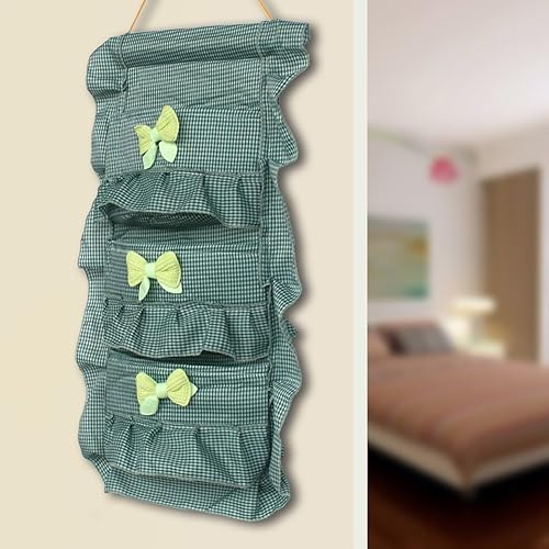 Miniatura 2 de [Cuadros y moño] Verde/Colgar en la Pared/Cestas Colgantes/Organizadores de Pared/Cestas (11 x 21)