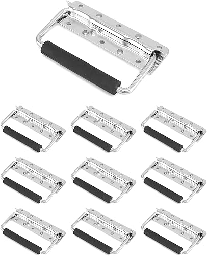 Miniatura 7 de QWORK Tiradores de resorte resistentes con agarre de PVC para cajas de herramientas y estuches - Paquete de 10 unidades de diseño montado en