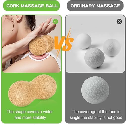Miniatura 5 de Bola de masaje de corcho, bola de masaje de maní, bola de liberación miofascial, rodillo de masaje de tejido profundo, bola de movilidad para