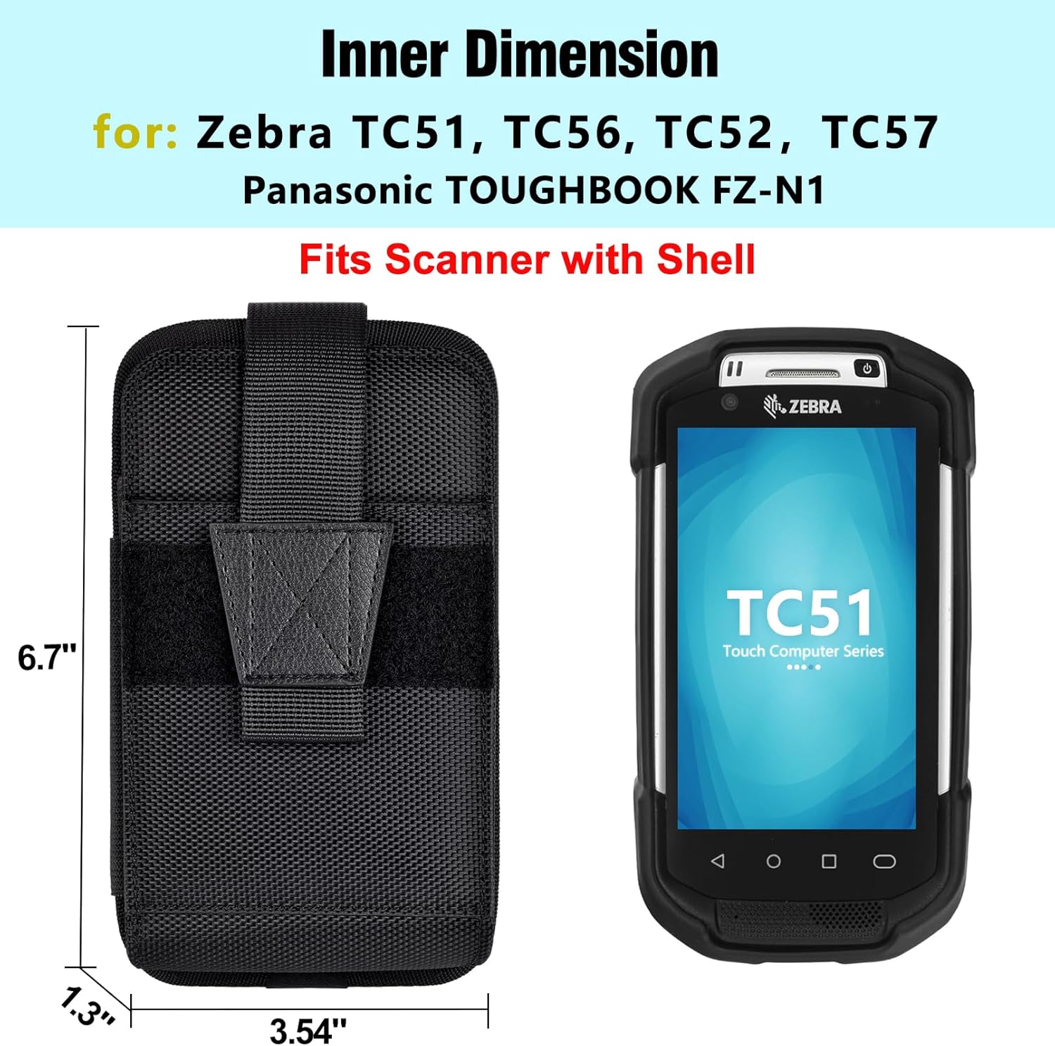 Holster with Belt Clip for Zebra Scanner, TC51, TC52, TC52x, TC56, TC57, TC57x, TC21, TC26, Handheld Barcode Carrying Pouch Scanner Case Holder with a Safety Strap, Large - Image 2