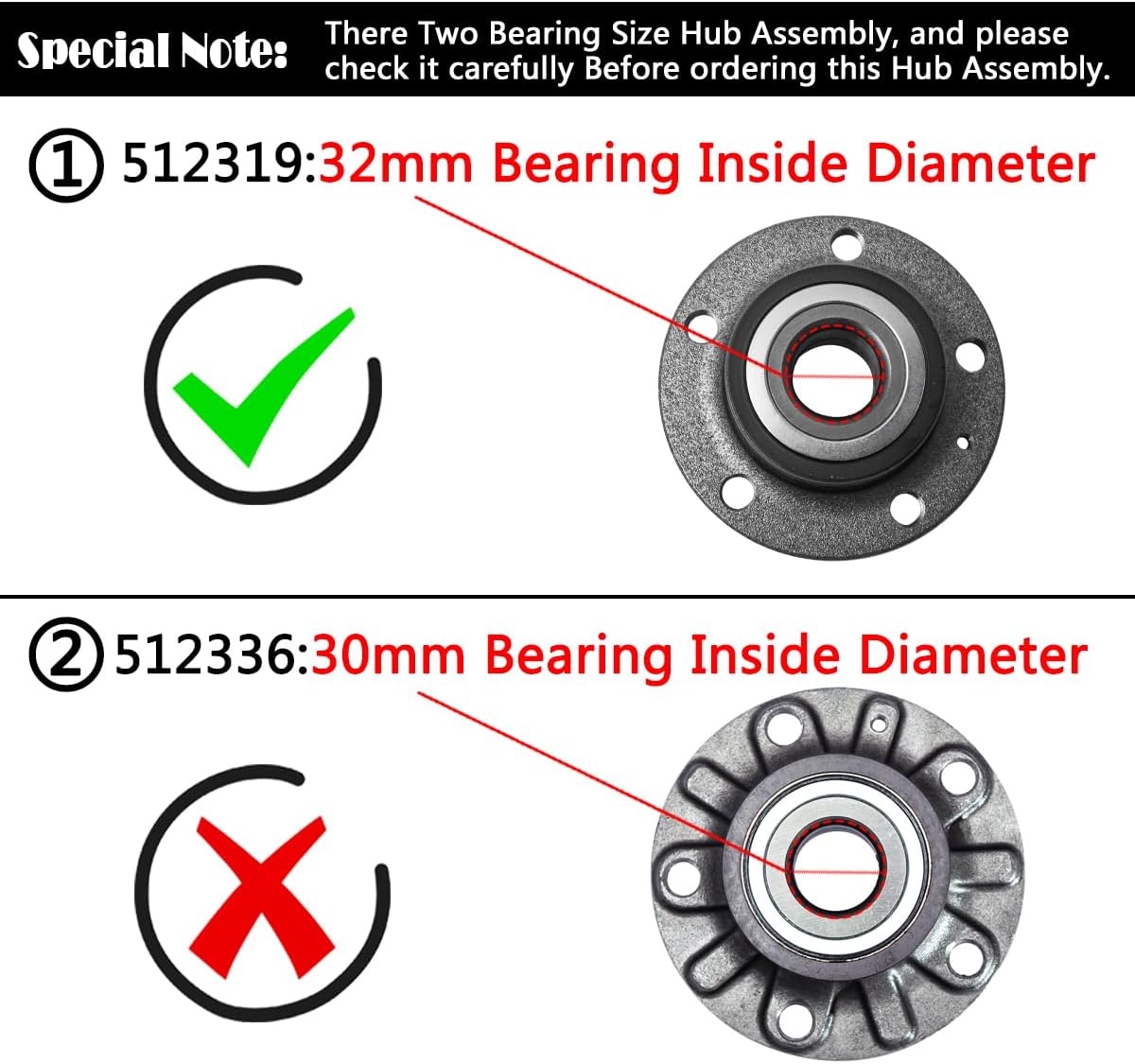 AUQDD 512319 x2 (For FWD,32mm Bearing) Rear Wheel Hub and Bearing Assembly Compatible With 15-18 Au-di Q3 /16-19 VW Beetle,09-17 CC,07-16 Eos,06-22 Passat,09-17 Tiguan # 1T0598611
