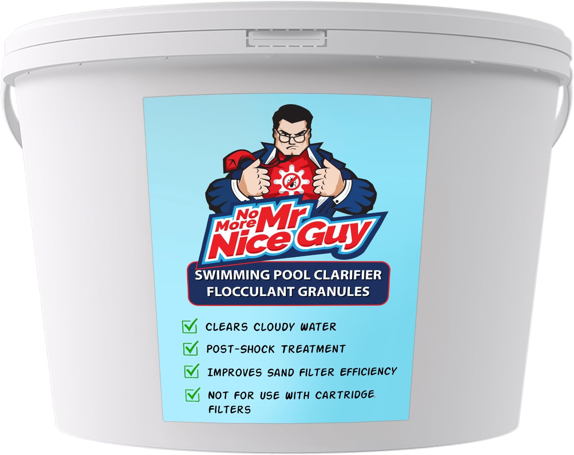 Swimming Pool Clarifier Flocculant Granules 2kg – Floc Clears Cloudy Water For Crystal Clear Pools – For Sand Filters Only – Not For Cartridge Filters – No More Mr Nice Guy