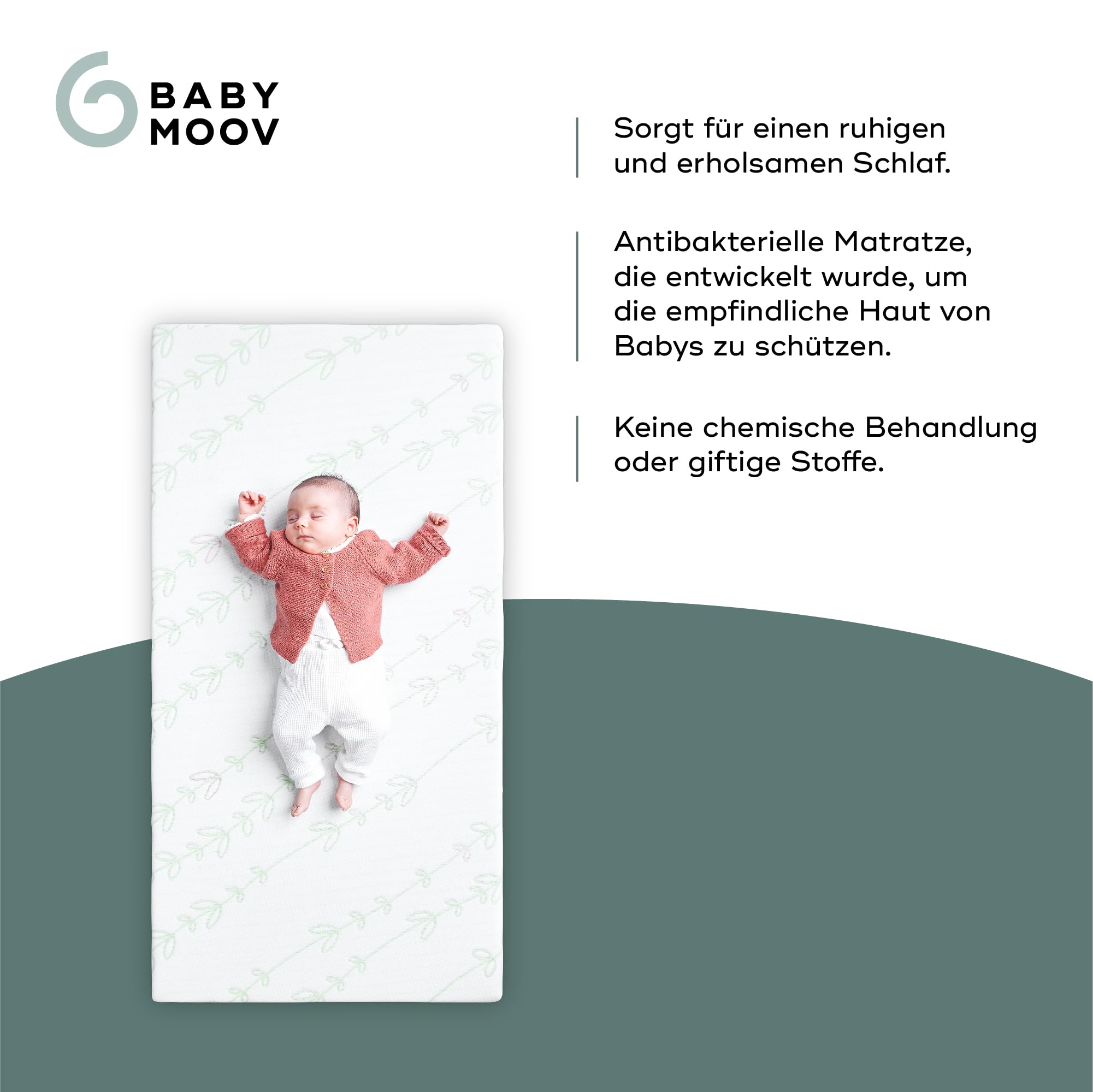 Babymoov Cosy'Lite Babymatratze Antibacterial 70x140 cm - keine chemische Behandlung - Dicke 10 cm - Made in Portugal - Abnehmbarer Bezug - Öko-Tex zertifiziert