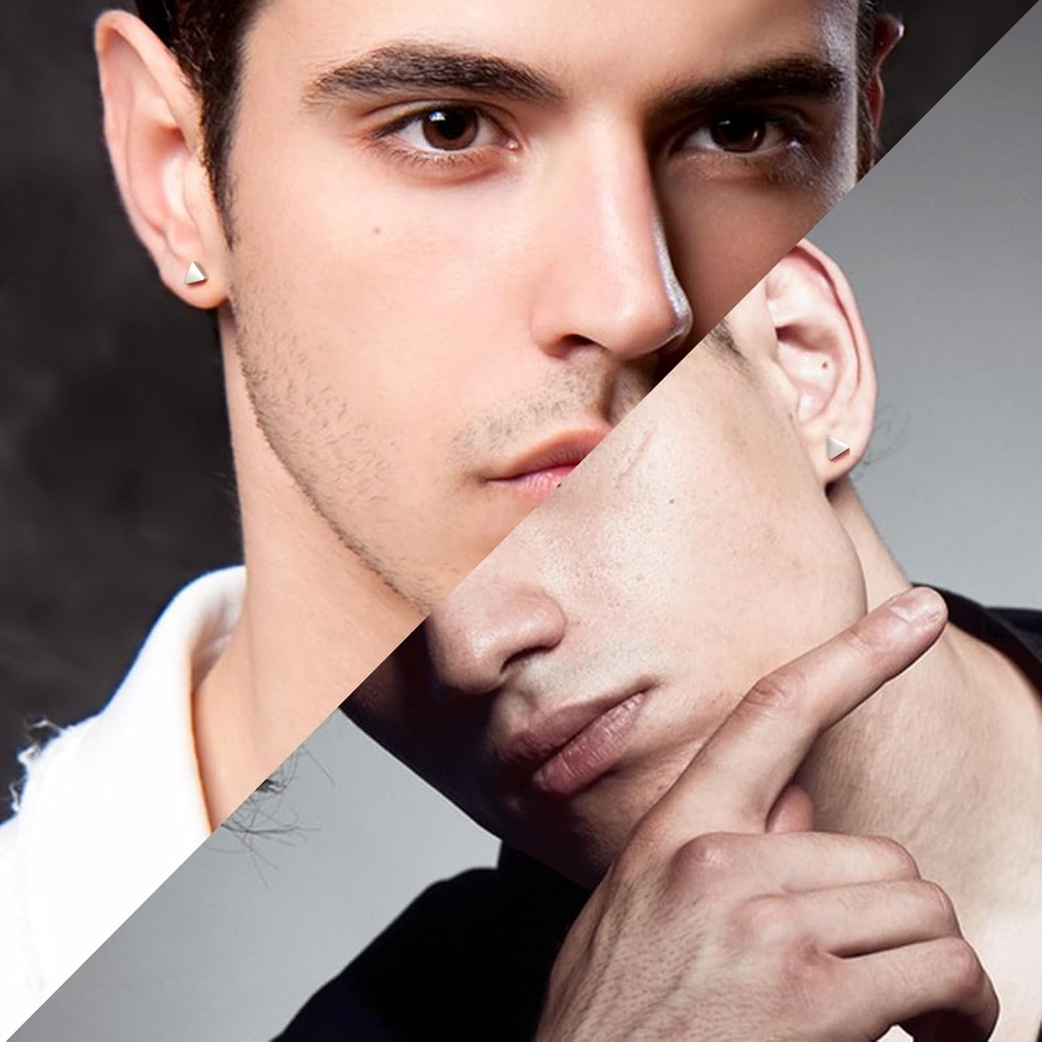 TGNEL Pure Titanium Earrings Studs Nickel-Free Hypoallergenic Earrings for Sensitive Ears, Dainty Hexagon/Triangle/Square/Rectangle Geometric Stud Earrings for Women Men - Image 2