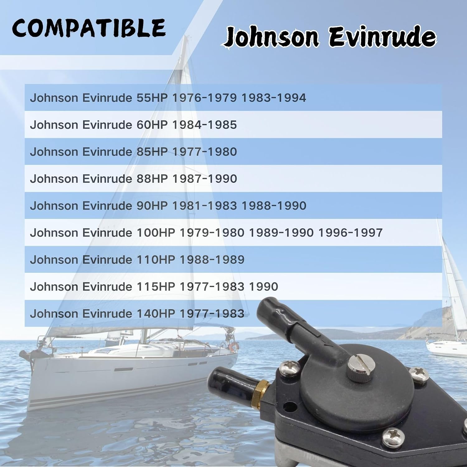 438556 Fuel Pump for Johnson Evinrude 20 25 28 30 33 35 40 45 48 50 55 60 85 88 90 100 115 140 HP Outboard Replacement 433387 Sierra 18-7352