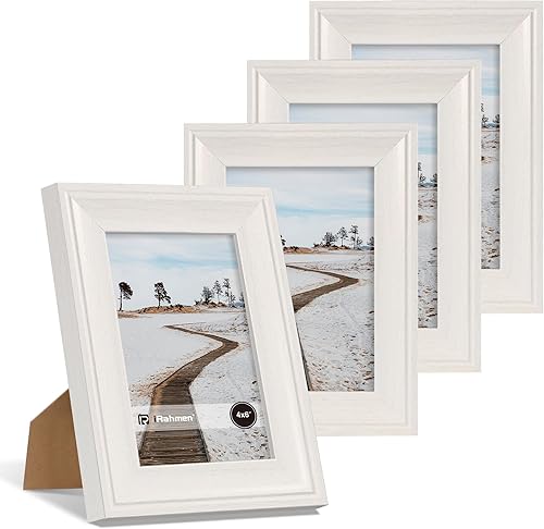 Miniatura 16 de iRahmen Juego de 4 portarretratos de 8 x 10 pulgadas, marco de fotos vintage rústico marrón con cristal real, marcos de 8 x 10 pulgadas para montaje