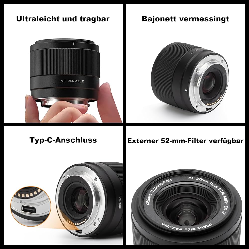VILTROX 20MM F2.8, Obiettivo AF Full Frame 20MM F/2.8 Z Mount per