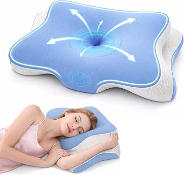 Orthopedic Cervical Neck Pillow for Pain Relief   Memory Foam Contour Pillow for Side & Back Sleepers   Ergonomic Neck Support Pillow