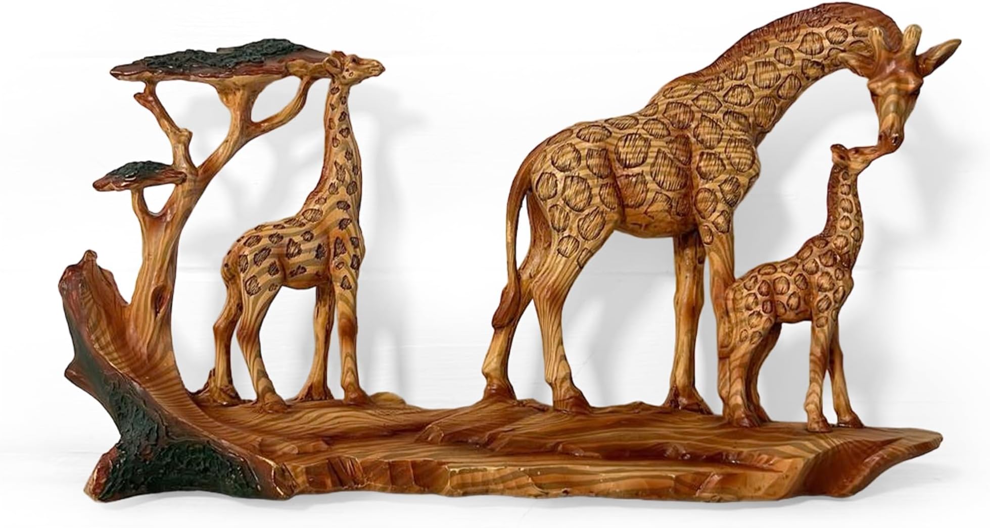 Thorness GIRAFFE FAMILY ORNAMENT | Wooden giraffe ornament for the home | African animal gift | Wildlife gifts | Home decor | 30cm (L) x 17cm (H) x 6cm (D)